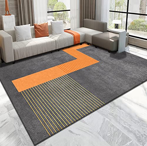 Sitzecke Wohnzimmer Teppich Grau Gelb Linien Geometrisches Design esstisch wohnaccessoires deko 140x200cm von Tzvpsu