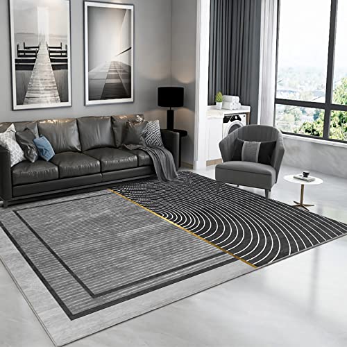 Sofa Wohnzimmer teppiche Modernes gestreiftes schwarzes graues geometrisches Design Moderne Balkon deko 100x160cm von Tzvpsu