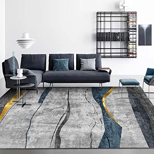 Spiel Teppich Blau Gelb Grau Moderne Tinte Design strapazierfähig Schreibtisch 200x300cm von Tzvpsu