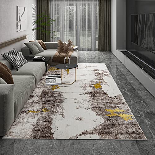 Spiel Teppich mädchen Gelb Braun Beige Abstrakte Tinte Graffiti Ölgemälde Design waschbarer kinderzimmer deko 100x160cm von Tzvpsu
