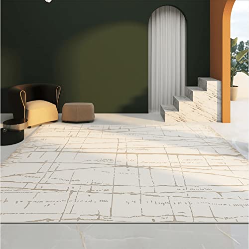 Spiel Teppich mädchen Gelb beige abstrakte geometrische Linien Design zimmerdeko modern deko kinderzimmer Teenager 200x350cm von Tzvpsu