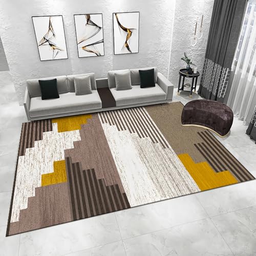 Spiele Teppich mädchen Gelb braun modern geometrisches Design Schlafzimmer Teppich Teppich strapazierfähig antirutsch Teppich 200x350cm von Tzvpsu