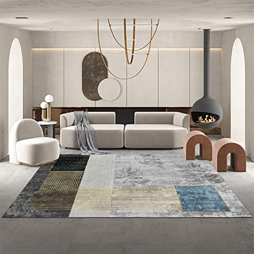 Teppich Baby Moderne Tinte Stil Blau Gelb Grau Geometrie Design mädchen Zimmer deko wohnzimmercouch 160x230cm von Tzvpsu
