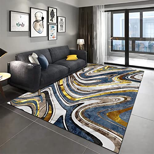 Teppich Badezimmer deko,Waschbarer Teppich Mit Blau-gelb-braunem Tintendesign Teppich Wohnzimmer,Teppich für esszimmer 120x160cm von Tzvpsu