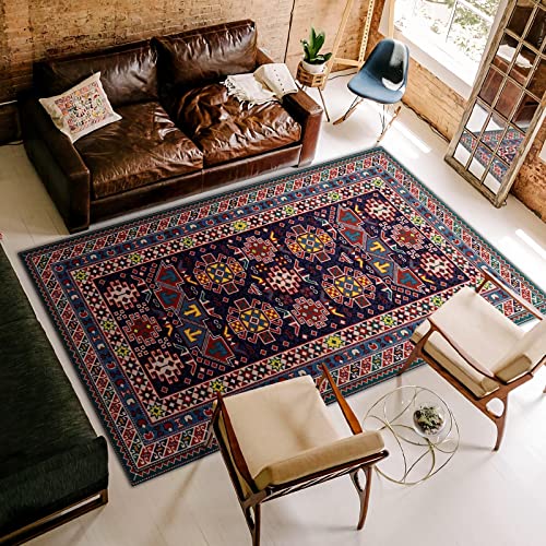 Teppich Boden Gelb Rot Blau Retro Geometrisches Muster deko mädchen Zimmer waschbare 140x200cm Teppich Boden Gelb Rot Blau Retro Geometrisches Muster deko mädchen Zimmer waschbare 140x200cm von Tzvpsu