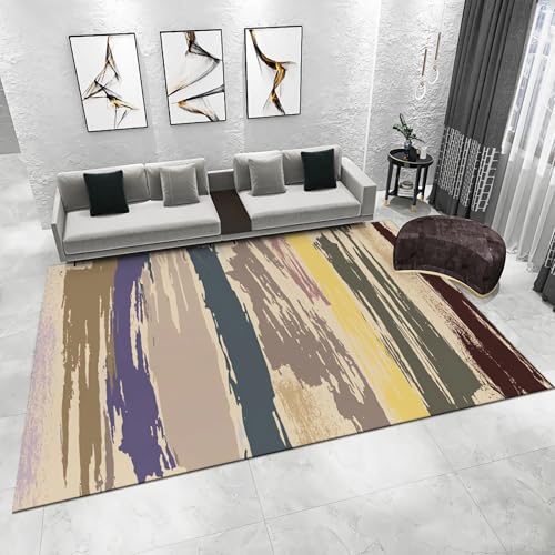 Teppich Boden Gelb lila grau minimalistische Tinte Graffiti Ölgemälde Design Moderne deko Wohnzimmer Spiele Teppich 160x200cm von Tzvpsu