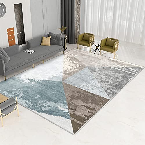 Teppich Junge Kinder Zimmer Moderne Tinte Stil Braun Grau Blau Geometrische Dreieckmuster Tisch Wohnzimmer modern staubsauger 200x350cm von Tzvpsu