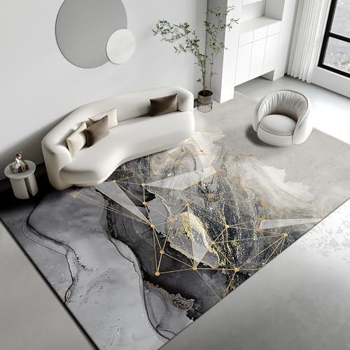 Teppich Kinder Modern abstrakte Schwarze grau gelb geometrisch Dreieckmuster mädchenzimmer deko ankleidezimmer 200x350cm von Tzvpsu