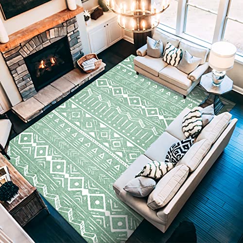 Teppich Kinder Zimmer mädchen Grün Weiß Marokkanische Geometrie Design zimmerdeko modern deko Teenager 200x300cm von Tzvpsu
