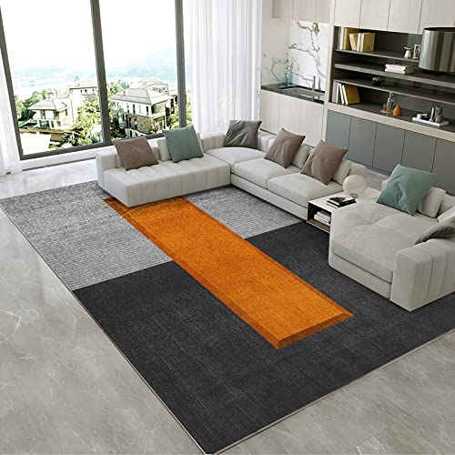 Teppich Moderne teppiche Wohnzimmer,Lichtbeständiger Teppich Schwarz Grau Orange Minimalistisches Design büroteppich,deko Wohnzimmer 200x300cm von Tzvpsu