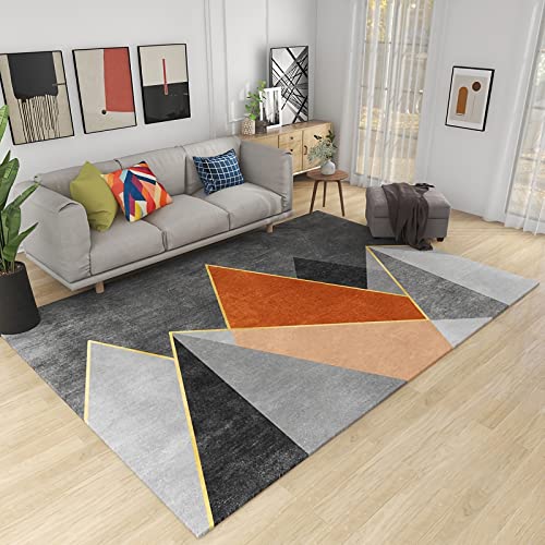 Teppich Moderne teppiche Wohnzimmer Orange grau geometrisches Design lichtbeständiger wohnzimmerteppich Teppich kinderzimmer Maedchen Teppich rutschfest 200x350cm von Tzvpsu