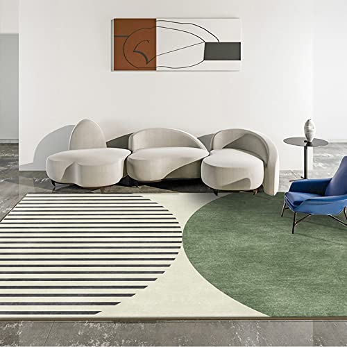 Teppich Spiele Teppich mädchen grün beige geometrische Streifen Design moderner wohnzimmerteppich Zimmer deko mädchen staubsauger Teppich 200x300cm von Tzvpsu