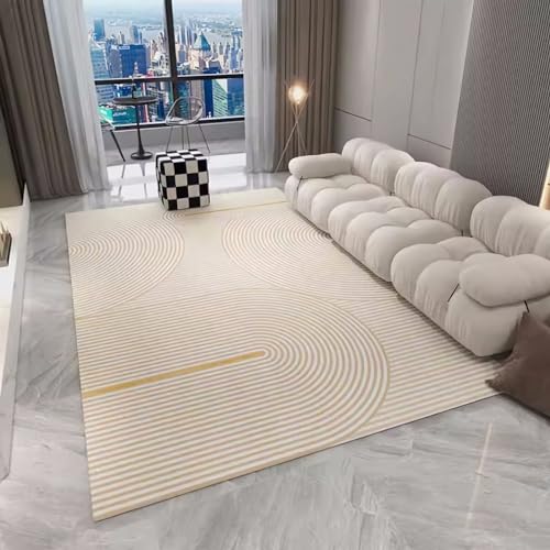 Teppich Teppich bürostuhl geeignet mädchen Zimmer Teppich Gelb Beige Geometrische Streifen Design Wohnzimmer Weiche Teppiche Wohnzimmer modern Teppich 180x280cm von Tzvpsu