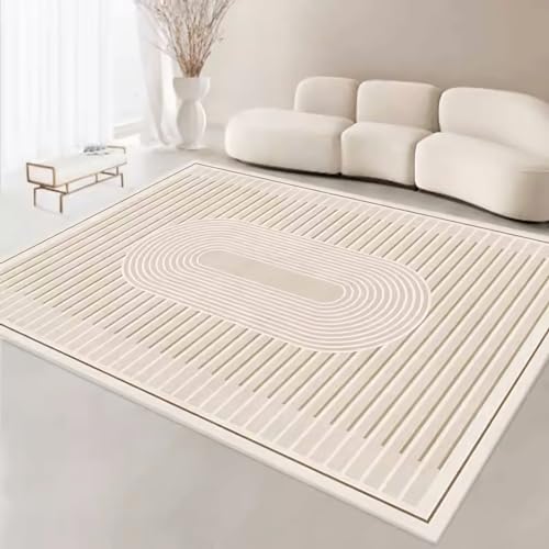 Teppich Teppich für bürostuhl babyzimmer Teppich Grau beige Moderner Geometrischer Streifendesign Wohnzimmerteppich Spiel Teppich mädchen 200x300cm von Tzvpsu