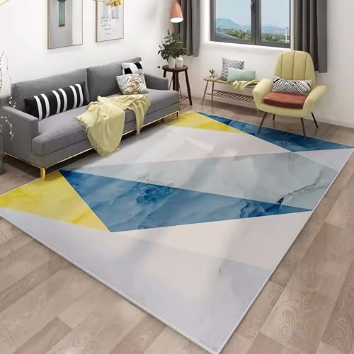 Teppich Tisch Wohnzimmer modern Teppich Spiel Teppich Blau Gelb Grau Geometrisches Dreiecksmuster Moderner Teppich kinderzimmer Teppich Jungen 60x120cm von Tzvpsu
