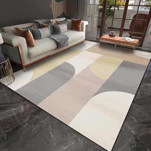 Teppich Wohnzimmer Couch teppiche küche Teppich waschbar Grau Gelb Geometrisches Streifendesign Wohnzimmerteppich Spiele Teppich mädchen 180x280cm von Tzvpsu
