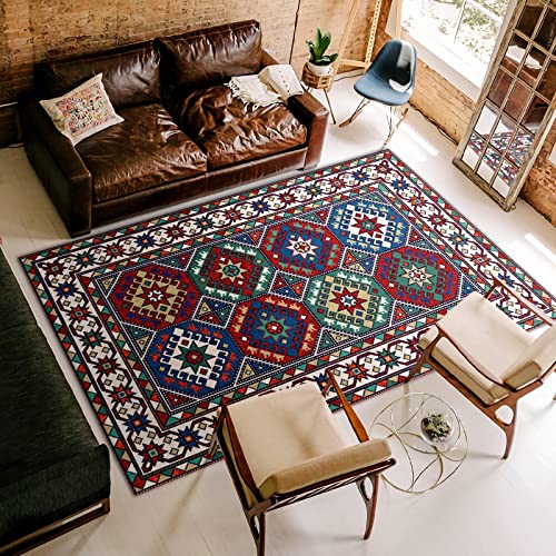 Teppich abwaschbar Rot blau Grün Retro Geometrisches Muster küchen deko wohnzimmerteppich 200x350cm Teppich abwaschbar Rot blau Grün Retro Geometrisches Muster küchen deko wohnzimmerteppich 200x350cm von Tzvpsu