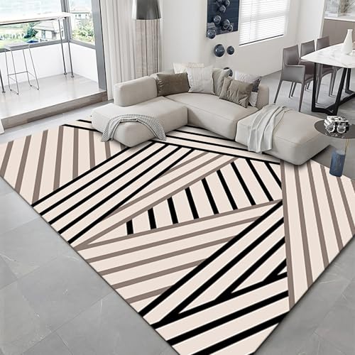 Teppich babyzimmer Junge Anti-Bleach schwarz braun geometrische Streifen Design balkondekorationen Jungen 120x160cm von Tzvpsu