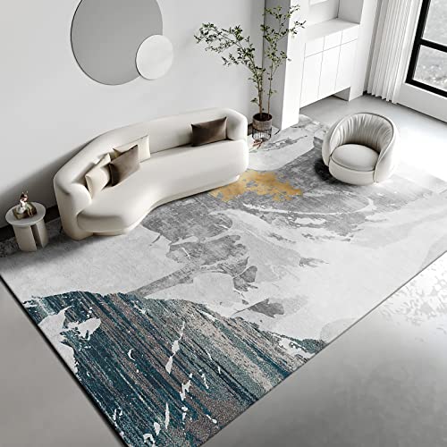 Teppich babyzimmer mädchen Blau Grau Gelb Abstrakte Tinte Graffiti Öl Gemälde Design Schlafzimmer Balkon Boden 140x200cm von Tzvpsu