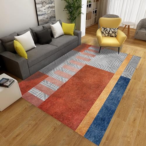 Teppich deko Boden,Rosa gelb grau minimalistisches Design Rutschfester strapazierfähiger Teppich,bettläufer Schlafzimmer deko Wohnung 180x250cm von Tzvpsu