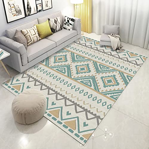 Teppich deko Wohnzimmer Vintage Teppich Jungen blaues gelbes graues Graffiti-geometrisches dreieck-Muster Teppich Anti rutsch 80x120cm von Tzvpsu