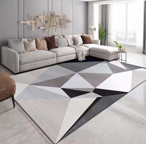 Teppich deko fürs Zimmer Teppich für Schlafzimmer Blau Schwarz Grau Modernes Design Geometrisches Dreiecksmuster Teppich Teenager mädchen 60x90cm von Tzvpsu