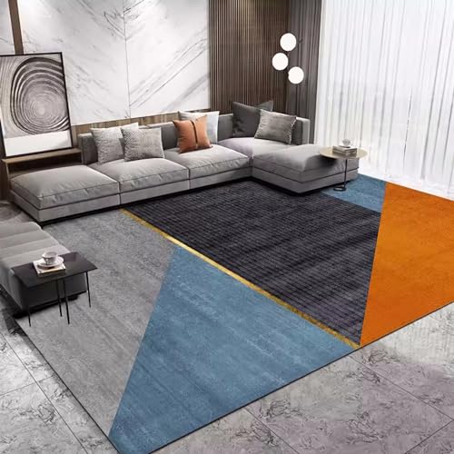 Teppich deko küche modern esstisch deko Gelb Blau Grau Geometrisches Streifendesign Wohnzimmerteppich Baby Teppich 60x90cm von Tzvpsu