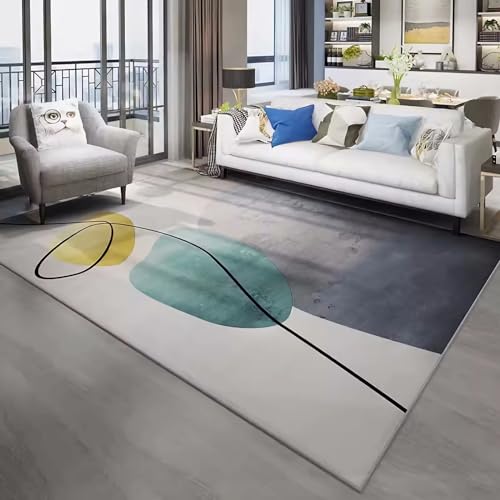 Teppich esstisch Teppich staubsauger Teppich Blau Gelb Grau Tinte Geometrisches Design Wohnzimmerteppich tepiche für Wohnzimmer 180x280cm von Tzvpsu