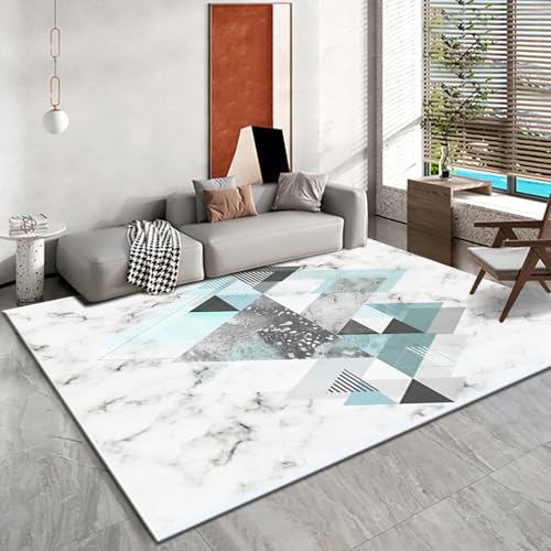 Teppich esstisch blau grau Marmor Geometrisches Dreieckmuster bodenteppich teppische modern 80x160cm von Tzvpsu