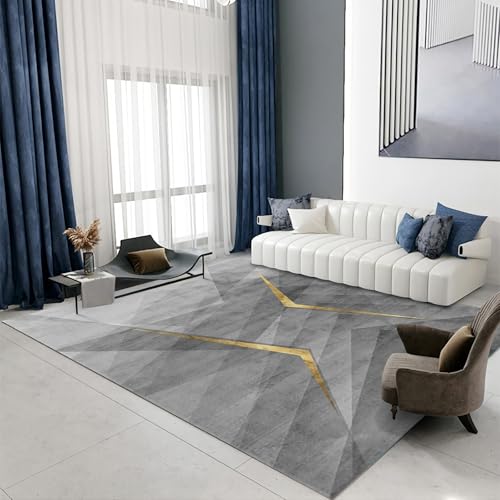 Teppich esstisch rutschfest weich grau gelb geometrisch Design deko für Balkon nach Mass 200x300cm von Tzvpsu
