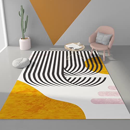 Teppich esszimmer Modern abstrakt rosa gelb schwarz gestreiftes Design kinderzimmer deko Junge Kinder teppiche mädch 140x200cm Teppich esszimmer Modern abstrakt rosa gelb schwarz gestreiftes Design kinderzimmer deko Junge Kinder teppiche mädch 140x200cm von Tzvpsu