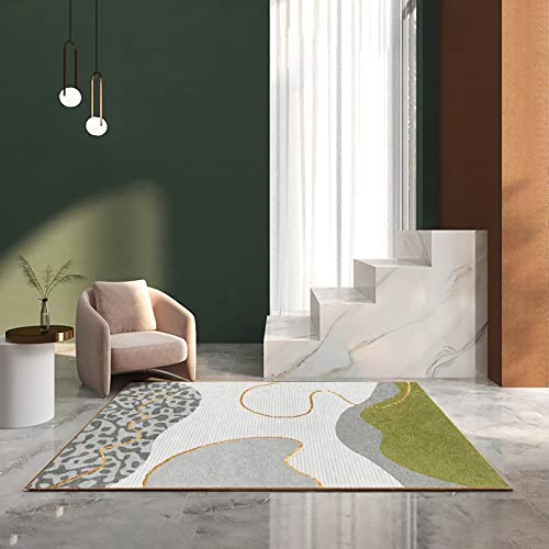 Teppich für den Balkon Abstrakt einfach grün grau gestreiftes geometrisches Design sitzecke antirutsch 160x200cm von Tzvpsu