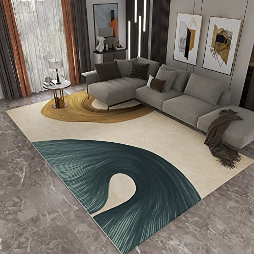 Teppich für den Balkon Blau gelb beige abstrakt Linie Design kinderzimmerteppich Junge küchendeko 200x350cm von Tzvpsu