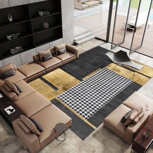 Teppich für esszimmer Verschmutzungsschutz Gelb Grau modern geometrisch Design nach maß Boden 100x160cm Teppich für esszimmer Verschmutzungsschutz Gelb Grau modern geometrisch Design nach maß Boden 100x160cm von Tzvpsu