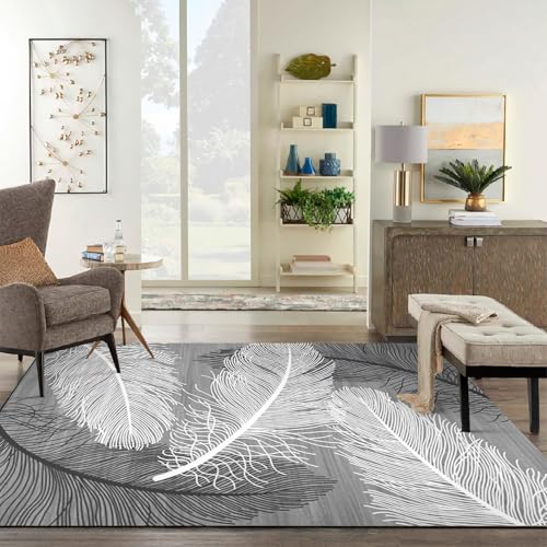 Teppich jugendzimmer mädchen Modern abstrakt grau weiß Federmuster dekoartikel Wohnzimmer Kitchen 200x350cm Teppich jugendzimmer mädchen Modern abstrakt grau weiß Federmuster dekoartikel Wohnzimmer Kitchen 200x350cm von Tzvpsu