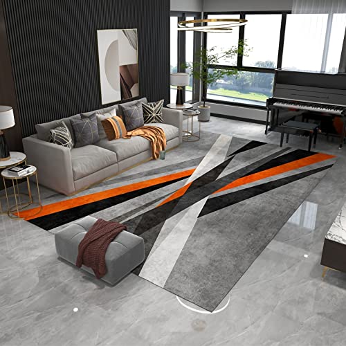 Teppich küche Teppich Kinder teppiche mädchen Orange schwarz grau geometrisches Design wohnzimmerteppich büro deko 160x200cm von Tzvpsu