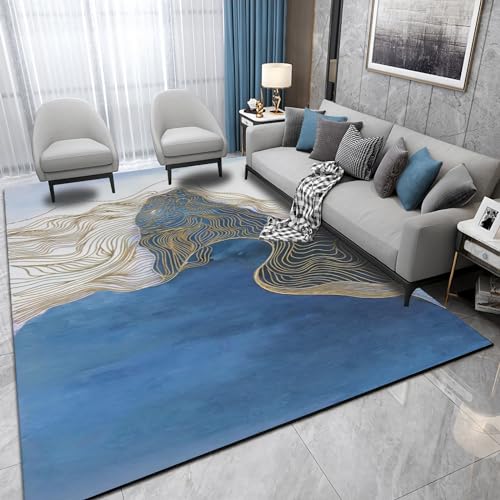 Teppich mädchenzimmer teppiche deko modern Blau Gelb Abstrakt Graffiti Linien Design Wohnzimmer Teppich deko Tisch Wohnzimmer 160x230cm von Tzvpsu