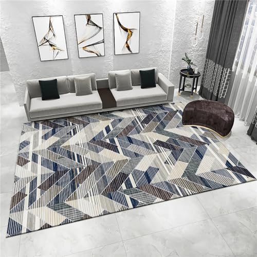 Teppich modern Blau grau abstrakt geometrisch Design Wohnzimmer Moderne deko Balkon 140x200cm von Tzvpsu