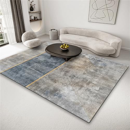 Teppich rutschfest Blau grau Tint Stil Geometrische Streifen Design Baby babyteppich mädchen 120x160cm von Tzvpsu