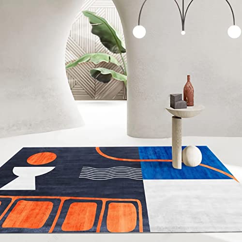 Teppich rutschfest Moderner Stil Orange Blau Grau Geometrie Muster Baby babyteppich mädchen 120x160cm von Tzvpsu