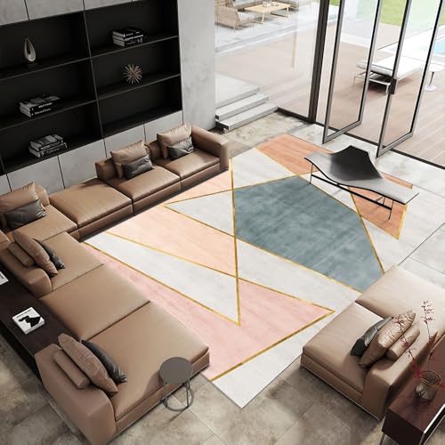 Teppich rutschstopp Modern minimalistisch rosa gelb grau geometrisch Design deko Wohnzimmer kinderteppich mädchen 180x250cm von Tzvpsu