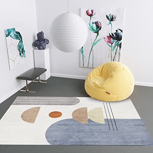 Teppich schalldämmend Modern minimalistisch blau gelb-grau geometrisches halbkreismuster Dekoration kinderteppiche mädchen 120x160cm Teppich schalldämmend Modern minimalistisch blau gelb-grau geometrisches halbkreismuster Dekoration kinderteppiche mädchen 120x160cm von Tzvpsu