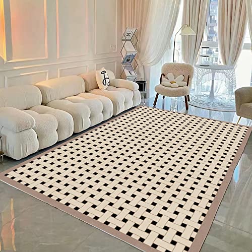 Teppich waschbar Khaki schwarz beige abstrakte geometrische Gestaltung couchtisch modern Teenager mädchen 100x160cm von Tzvpsu