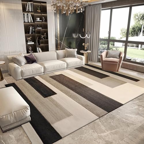 Teppich waschbare teppiche,Rutschfester, strapazierfähiger Teppich mit schwarzem Streifendesign,waschbarer Teppich Gaming Room deko 140x200cm von Tzvpsu