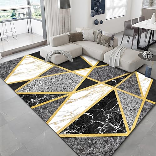 Teppich weich Schwarz Grau Gelb Marmor Textur Geometrie Muster deko esszimmer Junge Kinder Zimmer 120x160cm Teppich weich Schwarz Grau Gelb Marmor Textur Geometrie Muster deko esszimmer Junge Kinder Zimmer 120x160cm von Tzvpsu