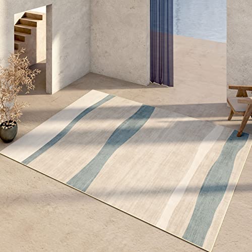 Teppiche modern Designer für Wohnzimmer Blau-braun minimalistisches geometrisches Streifendesign esstisch Teppich vorzimmer 100x160cm Teppiche modern Designer für Wohnzimmer Blau-braun minimalistisches geometrisches Streifendesign esstisch Teppich vorzimmer 100x160cm von Tzvpsu