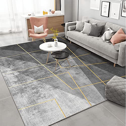 Teppiche modern Designer für Wohnzimmer minimalistisch grau gelb geometrisches Liniendesign Raum deko Kinder Zimmer Teppich mädchen 160x230cm von Tzvpsu