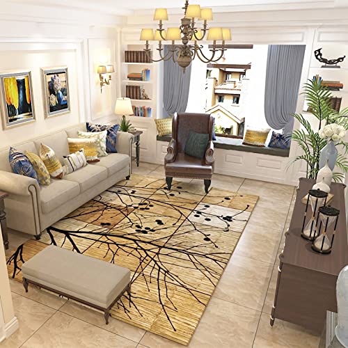 Teppichrutschstopp Gelb schwarz Retro geometrische abstrakte Zweig Muster Teenager Zimmer deko Kinder Teppich 140x200cm Teppichrutschstopp Gelb schwarz Retro geometrische abstrakte Zweig Muster Teenager Zimmer deko Kinder Teppich 140x200cm von Tzvpsu