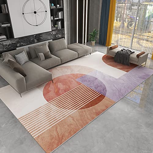 Tisch Wohnzimmer modern Teppich Gelb Violett Beige Geometrische Streifen Design tepiche für esstisch 80x160cm von Tzvpsu