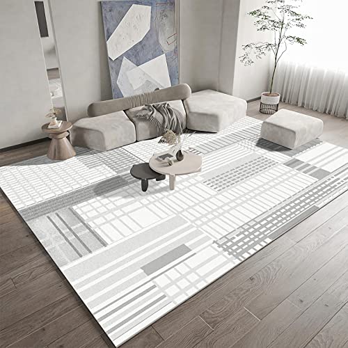 Tisch Wohnzimmer modern Teppich Modern gestreift grau weiß geometrisch Gittermuster küchenteppiche Teppich Flur 100x160cm von Tzvpsu